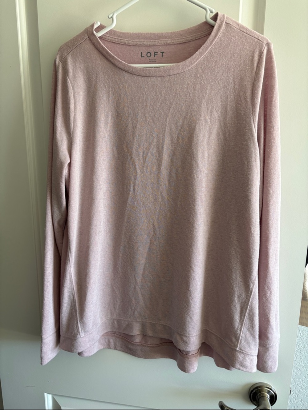 LOFT Soft Long-Sleeve Crewneck Top - Dusty Pink